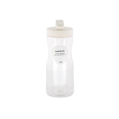 LocknLock 1.2L Easy Grip Water Bottle – White, Transparent with Detachable Lid for Fridge and Tabletop Use