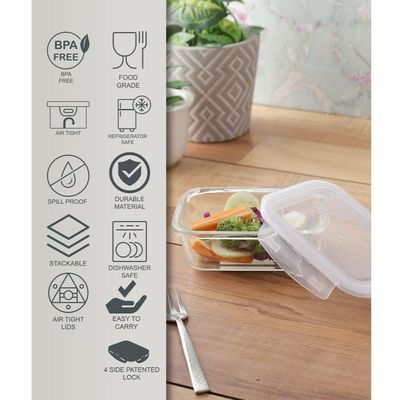 LocknLock 380ml Oven-Safe Borosilicate Glass Square Container with Airtight Lid – Microwave, Freezer, and Dishwasher Safe