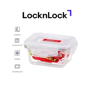 LocknLock 160ml Oven-Safe Borosilicate Glass Rectangular Container with Airtight Lid – Microwave, Freezer, and Dishwasher Safe