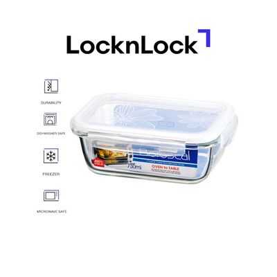 LocknLock 730ml Oven-Safe Borosilicate Glass Rectangular Container with Airtight Lid – Microwave, Freezer, and Dishwasher Safe