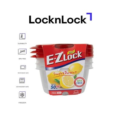 LocknLock EzLock 120ml Round Food Storage Containers – Set of 3, Stackable & Microwave-Safe
