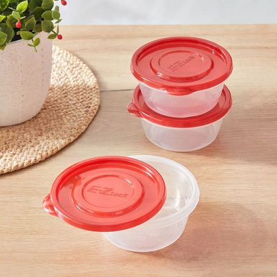LocknLock EzLock 120ml Round Food Storage Containers – Set of 3, Stackable & Microwave-Safe