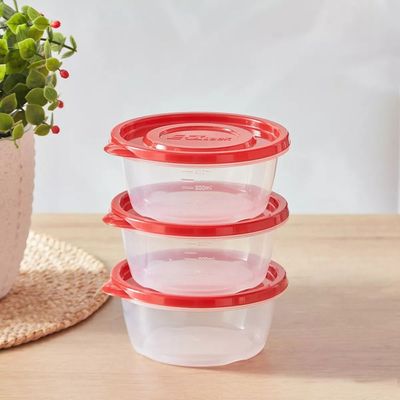 LocknLock EzLock 350ml Round Food Storage Containers – Set of 3, Stackable & Microwave-Safe