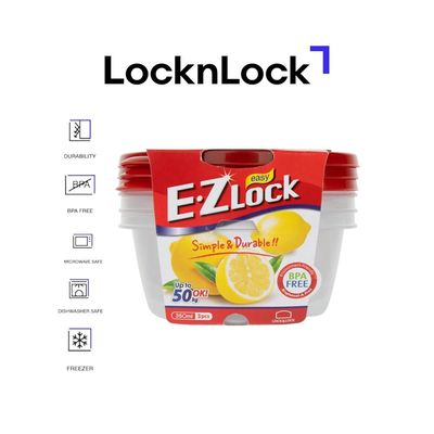 LocknLock EzLock 350ml Round Food Storage Containers – Set of 3, Stackable & Microwave-Safe