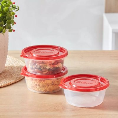 LocknLock EzLock 350ml Round Food Storage Containers – Set of 3, Stackable & Microwave-Safe
