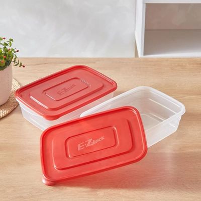 LocknLock EzLock 2.7L Rectangular Food Storage Containers – Set of 2, Stackable & Microwave-Safe
