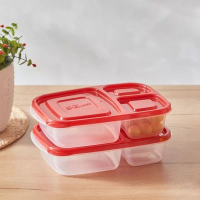 LocknLock EzLock 965ml Rectangular Food Storage Containers – Set of 2, Stackable & Microwave-Safe