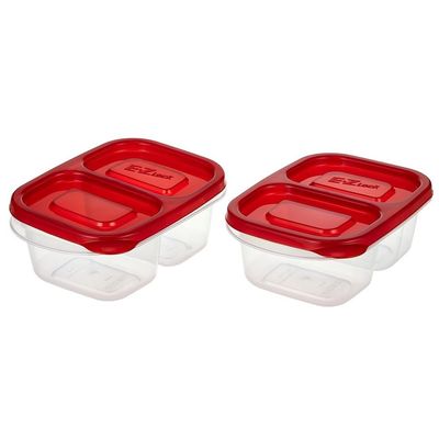 LocknLock EzLock 260ml Rectangular Food Storage Containers – Set of 2, Stackable & Microwave-Safe
