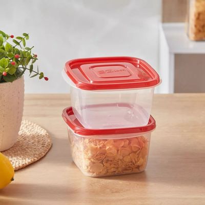 LocknLock EzLock 970ml Square Food Storage Containers – Set of 2, Stackable & Microwave-Safe