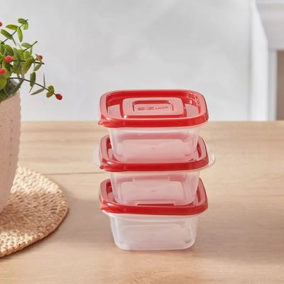 LocknLock EzLock 250ml Square Food Storage Containers – Set of 3, Stackable & Microwave-Safe