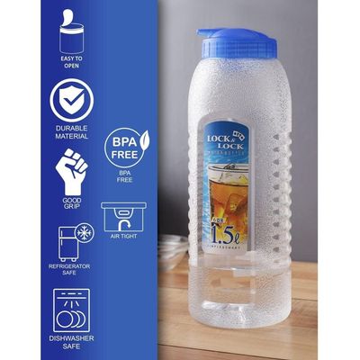 LocknLock Aqua 1.5L BPA-Free Water Bottle with Flip-Top Lid – Durable and Transparent Hydration Jug