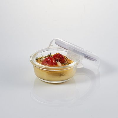 LocknLock 130ml Oven-Safe Borosilicate Glass Round Container with Airtight Lid – Microwave, Freezer, and Dishwasher Safe