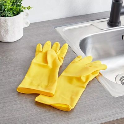 LocknLock Yellow Rubber Gloves (31cm) – Comfortable, Durable, and Non-Slip Household Cleaning Gloves