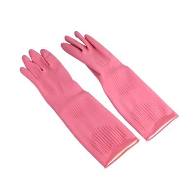 LocknLock Pink Rubber Gloves (36cm) – Non-Slip Grip, Comfortable Fit, Ideal for Household Cleaning