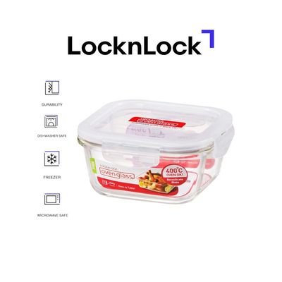 LocknLock 500ml Oven Glass Square Container – Durable, Microwave Safe Food Storage Solution