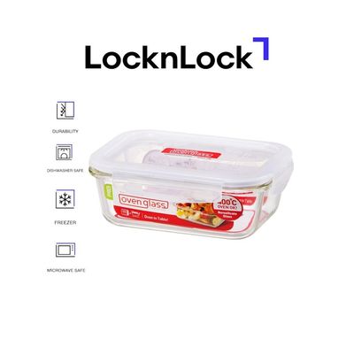 LocknLock 630ml Oven Glass Rectangular Container – Durable, Microwave Safe Food Storage Solution