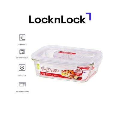 LocknLock 1L Oven Glass Rectangular Container – Durable, Microwave Safe Food Storage Solution