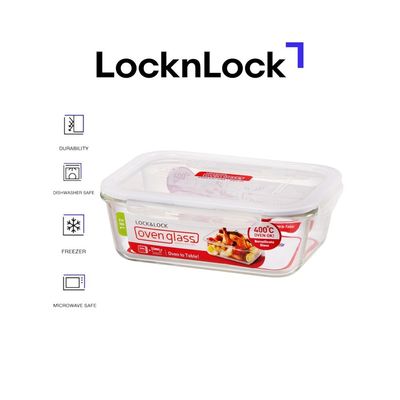 LocknLock 2L Oven Glass Rectangular Container – Durable, Microwave Safe Food Storage Solution
