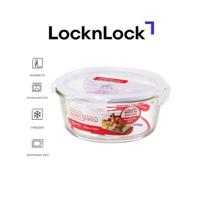 LocknLock 950ml Oven Glass Round Container – Durable, Microwave Safe Food Storage Solution
