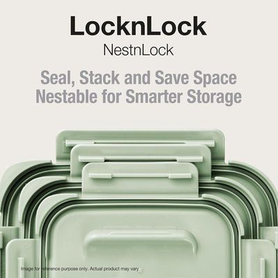 LocknLock Nestopia 3-Piece Set Airtight Containers (500ml + 500ml + 2.7L) – Leak-Proof, Microwave & Freezer Safe