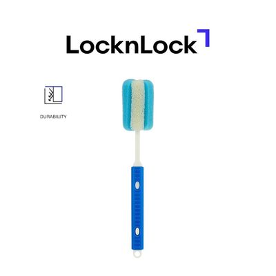 LocknLock Water Bottle Cleaning Brush with Soft Foam Sponge and Non-Slip Handle (5x28cm, Blue)