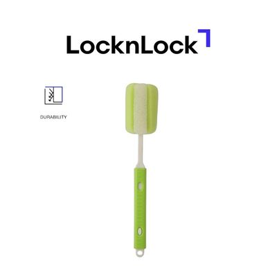 LocknLock Water Bottle Cleaning Brush with Soft Foam Sponge and Non-Slip Handle (5x28cm, Green)
