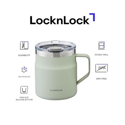 LocknLock Metro Mug 355ml Mint – Double-Wall Insulated Stainless Steel Mug with Spill-Resistant Lid