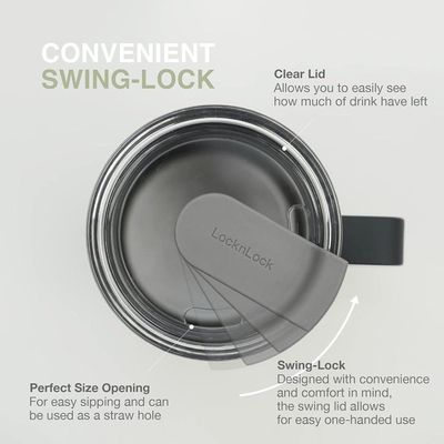 LocknLock Metro Mug 355ml White – Double-Wall Insulated Stainless Steel Mug with Spill-Resistant Lid