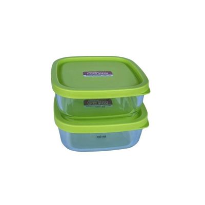 LocknLock 320ml Oven Glass Square with Easy Seal Lid (Pack of 2) – Airtight, Leak-Proof, Microwave & Freezer Safe