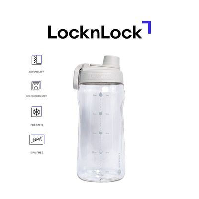 LocknLock Active 1.5L Water Bottle, White – Durable, Easy Grip, Leak-Proof with Hidden Finger Loop