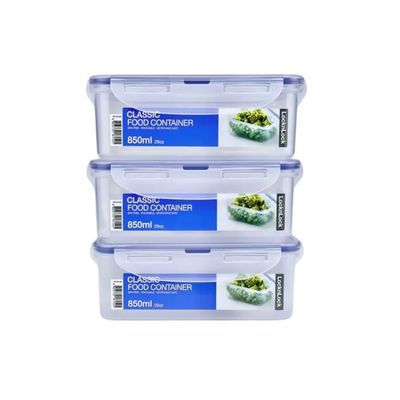 LocknLock 850ml Rectangle Airtight Food Storage PACK OF 3 – BPA-Free, Microwave, Freezer, and Dishwasher Safe