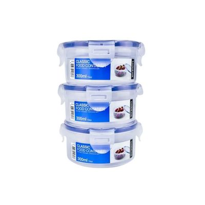 LocknLock 300ml Round Airtight Food Storage PACK OF 3 – BPA-Free, Microwave, Freezer, and Dishwasher Safe
