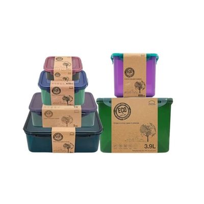 LocknLock Eco Rectangular Food Container 7-pcs Set – Airtight, Leak-Proof, Microwave, Freezer & Dishwasher Safe – Assorted Colors