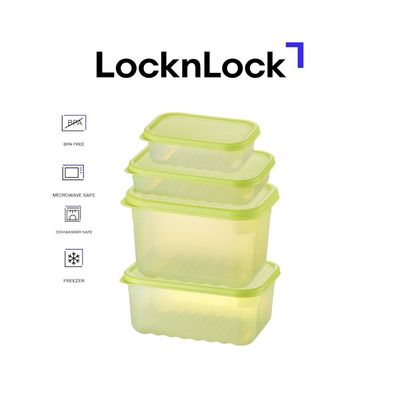 LocknLock Fresh Blocks 4-Piece Container Set – 31-Day Freshness Solution, Antibacterial, Airtight & Stackable