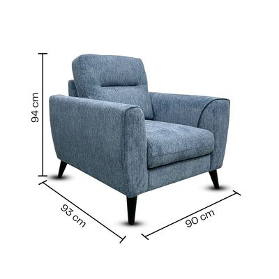 Rotai Anderson Chair 1-Seater With 2-Year Warranty | Soft Fabric Armchair | D28 High-Density Foam | Spring Support | Pine Wood Frame | Modern Living Room Accent Chair