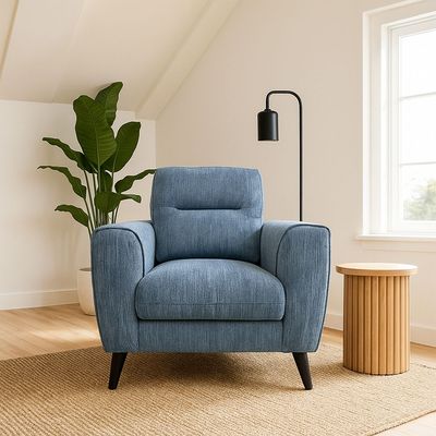 Rotai Anderson Chair 1-Seater With 2-Year Warranty | Soft Fabric Armchair | D28 High-Density Foam | Spring Support | Pine Wood Frame | Modern Living Room Accent Chair