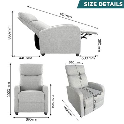 Rotai Solvani Recliner Chair With 2-Year Warranty | Single Seater Reclining Sofa | Soft Premium Fabric | High-Density Foam | Strong Base Support | Space-Saving Recliner Sofa For Living Room Or Bedroom
