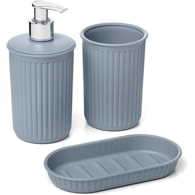 Tatay Liquid Soap Dispenser, Brush Holder and Soap Dish Baobab Collection - Blue Mist