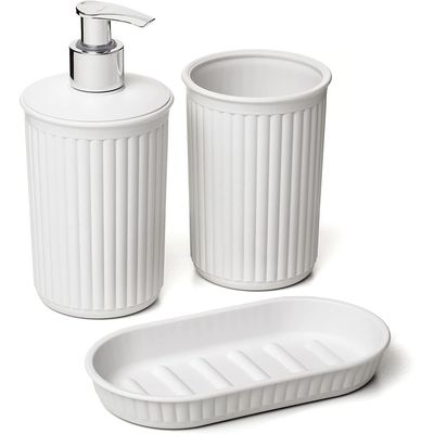 Tatay Liquid Soap Dispenser, Brush Holder and Soap Dish Baobab Collection - Sky White
