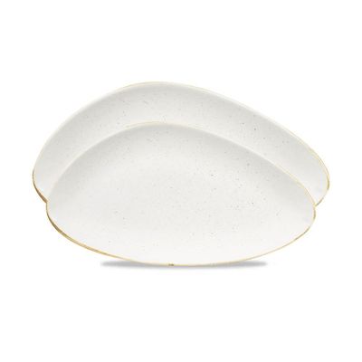 Churchill Stonecast Barley White Triangle Chef's Plate – 35.5x18.8cm - Set of 2