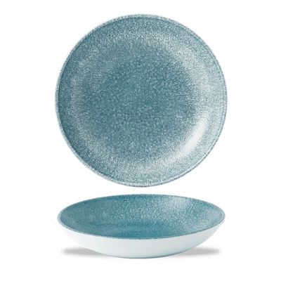 Churchill Studio Prints Raku Coupe Bowl, Topaz Blue, 24.8 cm - Set of 2