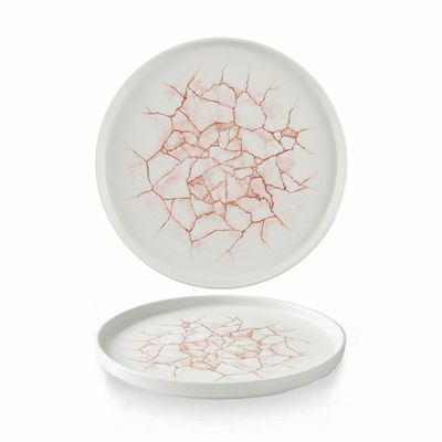 Churchill Studio Prints Kintsugi Coral Walled Plate – 26 cm (10.25") - Set of 2