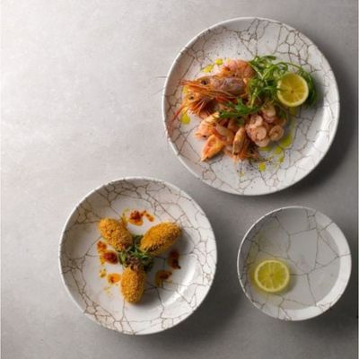 Churchill Studio Prints Kintsugi Agate Grey Evolve Coupe Plate – 28.8 cm (11.25") - Set of 2