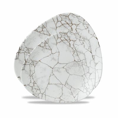 Churchill Studio Prints Kintsugi Agate Grey Evolve Coupe Plate – 27.3cm/10.75" - Set of 2