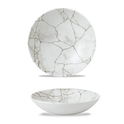 Churchill Studio Prints Kintsugi Agate Grey Evolve Coupe Bowl – 24.8 cm (9.75") - Set of 2