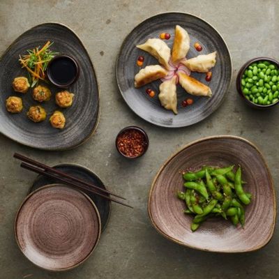 Churchill Stonecast Raw Evolve Bowl, Black, 24.8 cm Coupe Style, Modern Design - Set of 2