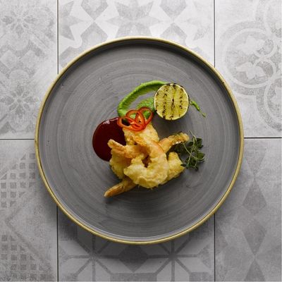 Churchill Stonecast Peppercorn Grey Walled Plate – 15.7 cm - Set of 2