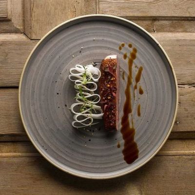 Churchill Stonecast Peppercorn Grey Walled Ceramic Dinner Plate, 26cm - Set of 2