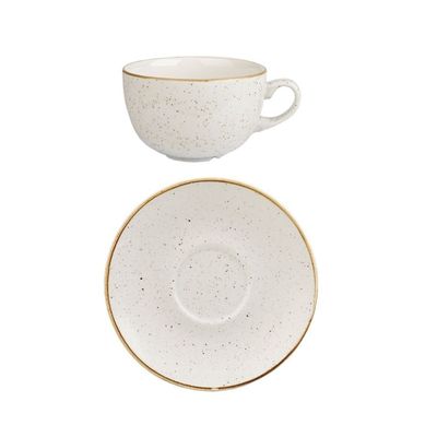Churchill Stonecast Barley White Cappuccino Cup and Saucer Set, 227ml Cup, 15.6cm Saucer