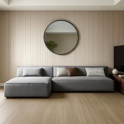 Chelsea Modern L-Shaped Sectional Sofa | Light Beige Velvet Upholstery | Wood Frame L Shape Sofa | Space-Saving Design With Interchangeable Chaise
